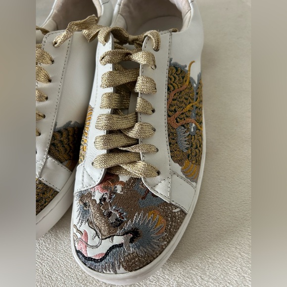 Johnny was Women's White and Gold Sneakers - Picture 7 of 12